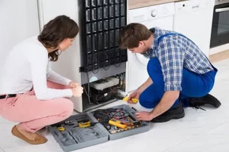 A team of happy appliance repair technicians